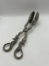 Godinger Silver Plate Sea Horse & Clam Shell Serving Tongs 11” picture