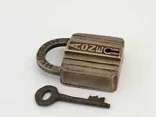 Lock Old Vintage Brass Padlock Lock With Key Rich Patina Collectible Aone  picture