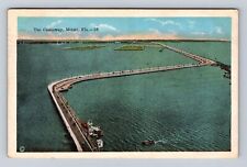 Miami FL-Florida, Aerial The Causeway Bridge, Antique, Vintage c1922 Postcard picture