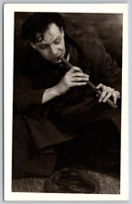Man Playing Flute RPPC Real Photo Postcard picture