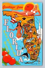 FL-Florida, Scenic General Landmark Map Greetings, Vintage c1978 Postcard picture