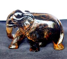 Real Tiger Eye Elephant Figurine 569 ct Natural Certified Loose GEMSTONE DD,178 picture