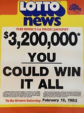 Vtg New York State Lottery sign February 12 1983 $3,200,000 Could win it All picture