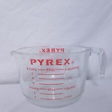 Vintage Pyrex Glass Measuring Cup 64oz USA Clear 2000ml 8 Cup Red Letter Pitcher picture
