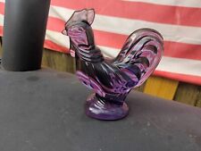 Heavy Fenton Glass Purple Rooster Figurine picture