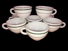 Fire King Anchor Hocking Green Striped Milk Glass Coffee Cup Mug Set of 8 #917 picture