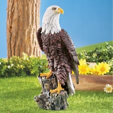 American Bald Eagle Statue Perched on Stump Figurine Yard Lawn Ornament Decor picture