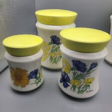 Set (3) Mid Century Italian Ernestine Salerno Floral Canisters Jars Ceramic  picture
