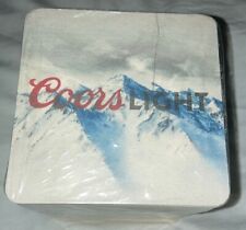 Pack of 100, COORS LIGHT Bar Coaster 4 inch by 4 inch 2-sided NEW Sealed Genuine picture