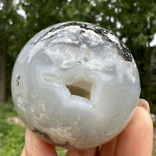 290g Natural agate geode sphere qcrystal cluster quartz ball healing gift 59mm picture