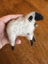 Handcrafted Vintage Fluffy Wool Sheep Figurine Farmhouse Folk Country Decor 3.5” picture