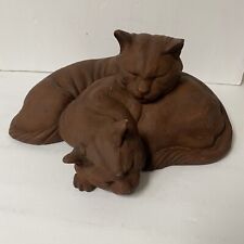 Red Mill Brown Curled Cat Sculpture Figurine Vintage picture