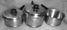 Lifetime Cookware 3 Sauce Pan Set 18-8 Stainless Steel MISSING ONE LID - READ picture