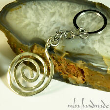 German Silver Hammered Handmade Spiral Wire Wrapped Keychain Keyring picture