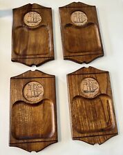 Vintage Styron Ship  (4) Coaster Cheese Charcuterie Boards Schooner Serving picture