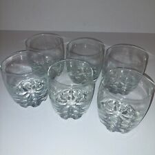 Set Of 6 Crown Royal Low Ball Glasses Clear Rounded Starburst Base Made In Italy picture