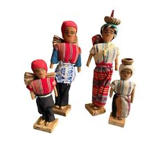 Vintage Guatemalan Folk Art Family Cloth Dolls Figures Lot of 4 picture