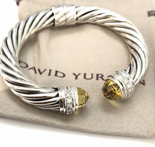 David Yurman Sterling Silver 10mm Cable Bracelet Lemon Citrine  Diamonds Size M picture