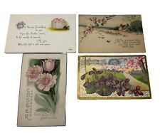 Lot of 4 Vintage Easter Wishes Greetings Postcards Posted & Unposted picture