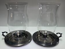 Vintage 8” Hurricane Candle Stick Holders Silverplated Set Of 2 picture