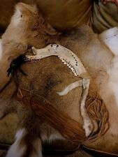 **AWESOME OLDER  NATIVE AMERICAN BISON JAWBONE TOMAHAWK  FRINGE VERY NICE  ** picture