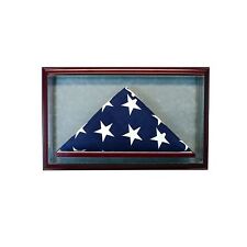 Glass Cabinet Flag Display Case for 5' x 3' Flag - Real Glass, Real Wood  picture
