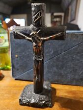 Vintage Coal Mountain coal resin Christian crucifix cross sculpture picture