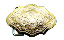Montana Silversmiths Silver Plate Etched Floral Ladies Western Belt Buckle picture
