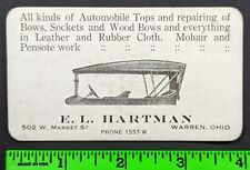 Vintage Automobile Car Ford Convertible Tops Warren Ohio Business Card picture