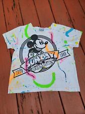 90s Vintage Mickey Mouse T Shirt Womens Size Medium Graffiti Paint Tie Dye picture
