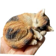 Realistic Kitten Figurine Cat Statue Calico Resin-Mini-Sleeping-Calico-Cat picture