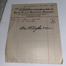 1894 Letterhead Invoice: George Sayles & Son Arctic Centre RI Harness Makers picture