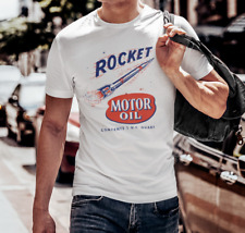 ON SALE: Cool Vintage ROCKET Oil Can Graphic Silk Screened T-Shirt picture
