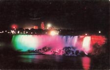 The American & Bridal Veil Falls at Night, Niagara Falls Ontario Canada Postcard picture