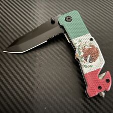 8.5”Mexican Flag 3D Print Handle Spring Assisted Open Blade Folding Pocket Knife picture