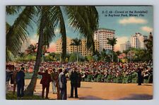 Miami FL-Florida, Crowd At Bandshell In Bayfront Park, Vintage c1945 Postcard picture