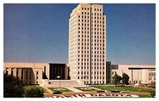 Bismarck ND North Dakota State Capitol Building Bird's-Eye View Chrome Postcard picture