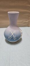 Native American Sioux Pottery 4.5” Bud Vase Signed  High Elk, Sky Blue - Purple picture