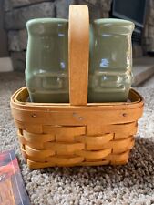 Longaberger SALT AND PEPPER BASKET, PROTECTOR SET, AND SALT AND PEPPER SHAKERS picture