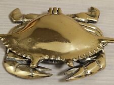 Vintage Brass Crab Hinged Nautical Jewelry Trinket Box Ashtray Door Knocker  picture