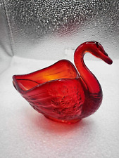 GORGEOUS Vintage Fenton Swan Planter / Dish - Amberina like Ruby Red Glass markd picture