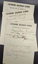 Vintage Report Cards (x3) Antique Grammar School Ephemera Livermore, CA 1907 picture