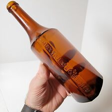 Antique Vtg Fredrick Sterns & Co Amber Bottle Triangle Shaped Detroit MI 10.5