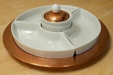 Copper Porcelain Lazy Susan Server Spins Vintage 1960s ODI Decor Copper ROC 60s picture