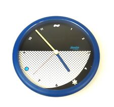 RARE ORIGINAL POSTMODERN 80s VINTAGE BLUE MEMPHIS AGE  WALL CLOCK BY JUNGHANS picture