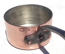 Vintage French 4.9in Copper Saucepan Mauviel Villedieu Mint Tin Lining 2mm 1.1lb picture