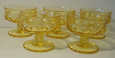 Five Indiana Glass Co. Kings Crown Colony Thumbprints Amber Footed Sherbets picture