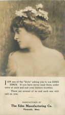 c1905 Plymouth Massachusetts Beautiful Woman Edes Zincs Advertising RPPC picture
