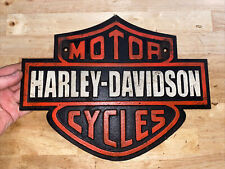 Harley Davidson Cast Iron Sign Plaque Motorcycles Collector Patina 4+LBS BLEMISH picture