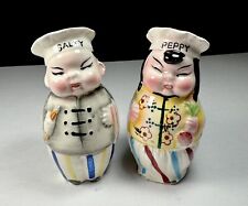 Vintage Rare Napco MCM Kitschy Salty Peppy Chef Salt Pepper Shaker Set S283C Exc picture